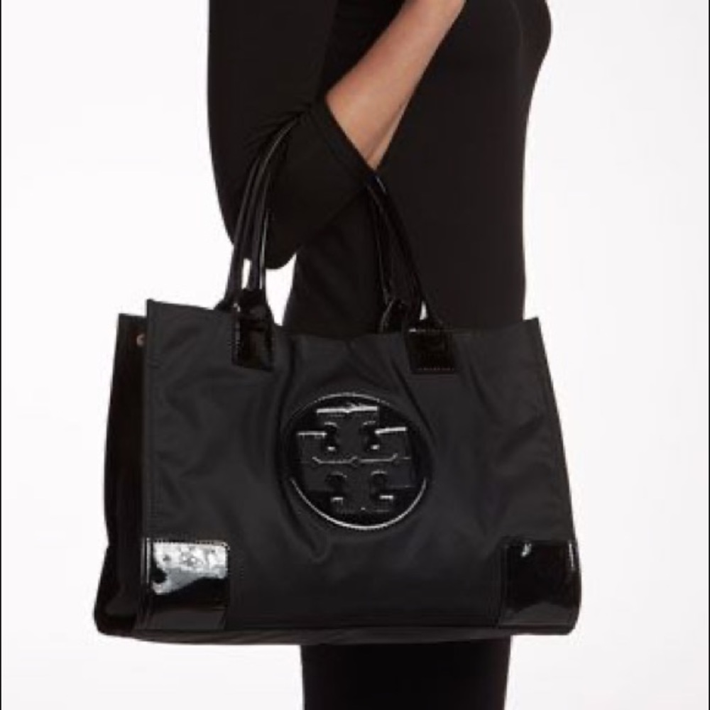 Tory Burch ella patent tote black mini